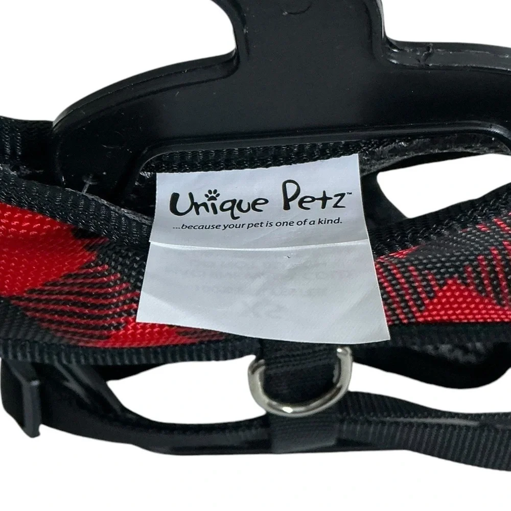 Unique Petz Dog Harness XS Adjustable Comfy Red Black Tartan Plaid Size XS